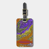 Geometrische mozaïek abstracte aardetinten op maat bagagelabel (Voorkant verticaal)