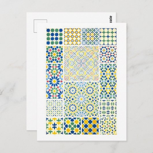 Geometrische Mozaïek Design uit Alhambra in Spanje Briefkaart (Voorkant / Achterkant)