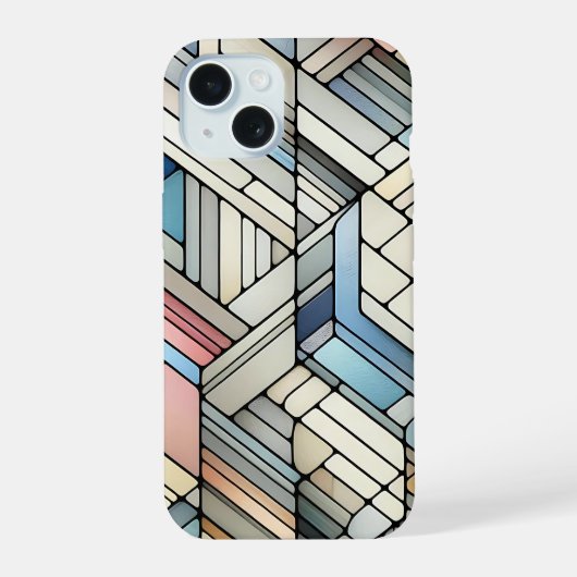 Geometrische mozaïek iPhone 15 case (Achterkant)