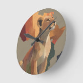 Geometrische mozaïek leeuwin met gestileerde Afrik Ronde Klok (Hoek)