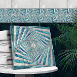 Geometrische Mozaïek Spiraal - Aquamarijn en Parel Tegeltje<br><div class="desc">Geometrische Mozaïek Spiraal - Aquamarijn en Parel</div>