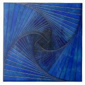 Geometrische Mozaïek Spiraal - Blauw Marmer Tegeltje (Voorkant)