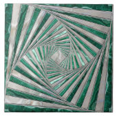 Geometrische Mozaïek Spiraal - Groen Marmer en Par Tegeltje (Voorkant)