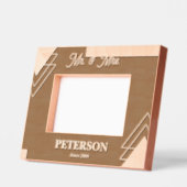 Geometrische Mr. Mrs. Couple Custom Wood Afbeeldin Gegraveerde Lijstjes (Links)