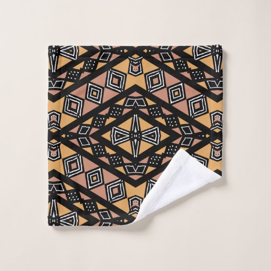 Geometrische Mudcloth Bogolan Handdoek Set (Wasdoekje)