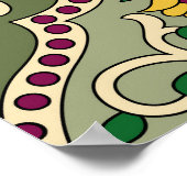 Geometrische Mughal Paisley-patroon op groene acht Poster (Hoek)