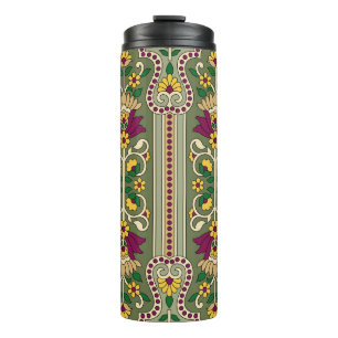 Geometrische Mughal Paisley-patroon op groene acht Thermosbeker
