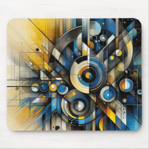 Geometrische Muismat blauw en goud