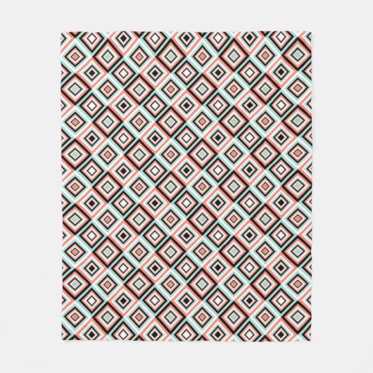 Geometrische Munt Oranje Tile Pattern Fleece Blank Deken (Voorkant)