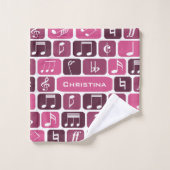 Geometrische Muzieknoten Roze Bad Handdoek (Wasdoekje)