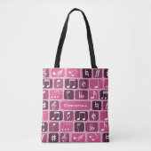 Geometrische Muzieknoten Roze Tote Bag (Voorkant)