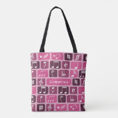Geometrische Muzieknoten Roze Tote Bag (Achterkant)