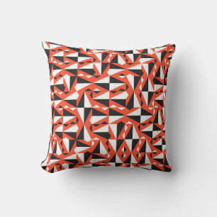 Geometrische naadloos textielpatroon in rood, kussen
