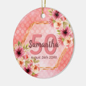 Geometrische naam Birthday blush roze florals Keramisch Ornament (Links)