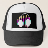Geometrische naam Hoofdtelefoon DJ Regenboogmuziek Trucker Pet (Voorkant)