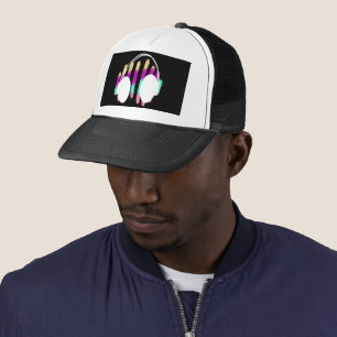 Geometrische naam koptelefoons DJ Regenboog muziek Trucker Pet