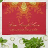 Geometrische natuur met aangepaste teksthanddoek theedoek (Gevouwen)