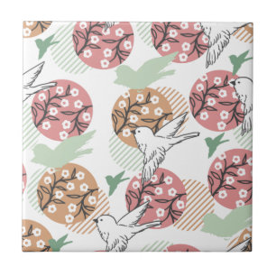 Geometrische Natuur van de Lente en Dierenpatroonk Tegeltje