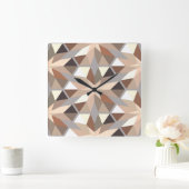 Geometrische Natuurlijke Kleuren Patroon Vierkante Klok (Huis)