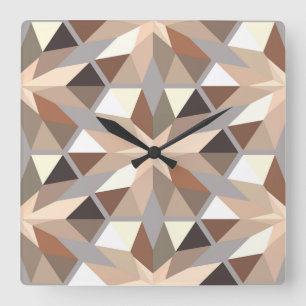 Geometrische Natuurlijke Kleuren Patroon Vierkante Klok