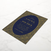 Geometrische Navy Blue bruiloft Folie Uitnodiging (Gedraaid)