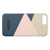 Geometrische Navy & Roze Roos Persoonlijk Case-Mate iPhone Case (Achterkant (Horizontaal))