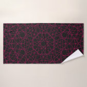 Geometrische Neon Grid zwarte handdoek –  (Badhanddoek)