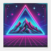 Geometrische Neon Mountain - Driehoek in een vierk Vierkante Sticker (Voorkant)