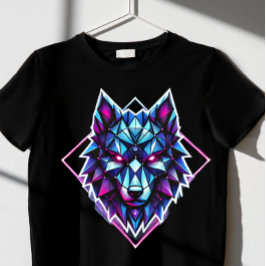geometrische neon wolf t-shirt