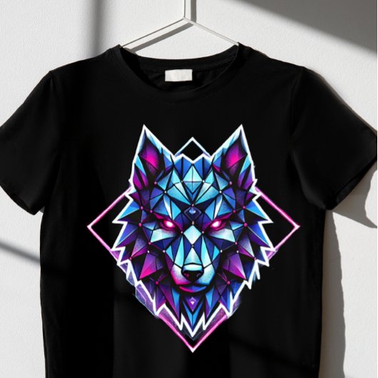 geometrische neon wolf t-shirt