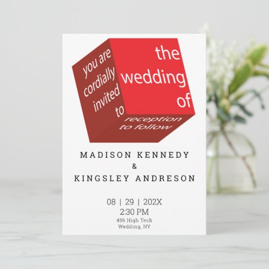 Geometrische Nieuwe Hoge Technologie Epic Rode Kub Kaart (Staand voorkant)