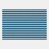 Geometrische oceaanblauw en witte strepen inpakpapier vel (Voorkant 3)
