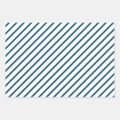 Geometrische oceaanblauw en witte strepen inpakpapier vel (Voorkant 2)