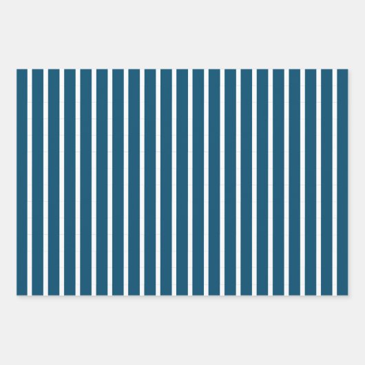 Geometrische oceaanblauw en witte strepen inpakpapier vel (Voorkant)