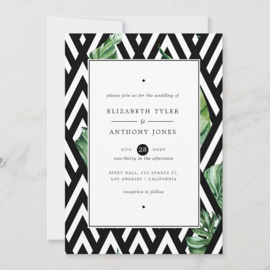 Geometrische Oerwoud bruiloft Kaart (Voorkant)