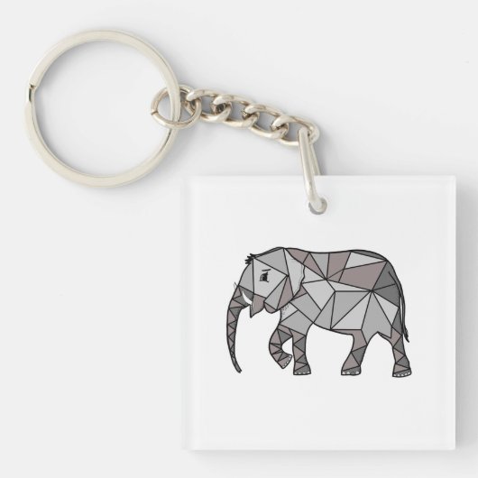 geometrische olifant, bisschop grijs, thuisdecor sleutelhanger (Voorkant)