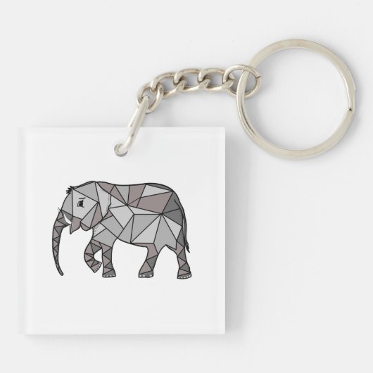 geometrische olifant, bisschop grijs, thuisdecor sleutelhanger (Achterkant)
