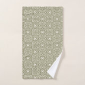 Geometrische Olijf Bloem Rooster Bad Handdoek (Handdoek)