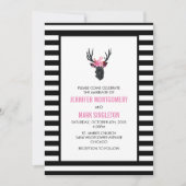 Geometrische ontwerper met Floral Crown Wedding Kaart (Voorkant)