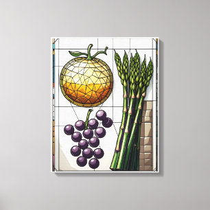 Geometrische Oogst Voedsel Illustratie Canvas Afdruk