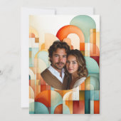 Geometrische Oranje Blauwe Perzik Turquoise Bruilo Kaart (Voorkant)