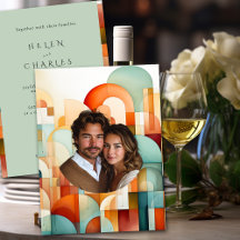 Geometrische Oranje Blauwe Perzik Turquoise Bruilo