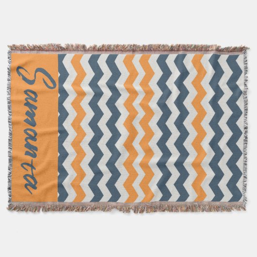 geometrische oranje grijsnaam deken (Voorkant)