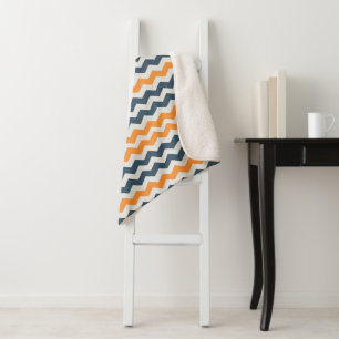 geometrische oranje grijsnaam sherpa deken