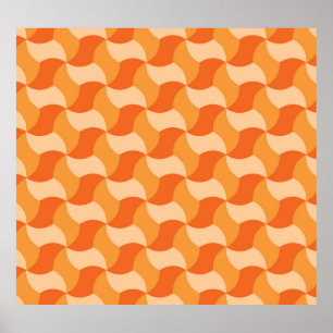 Geometrische Oranje tinten: Abstracte Tegel Poster