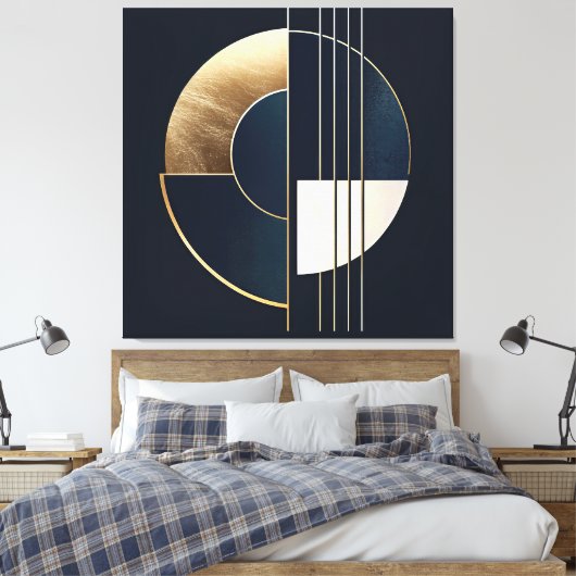 Geometrische Orb: een studie in contrast Canvas Afdruk (Insitu (Slaapkamer))