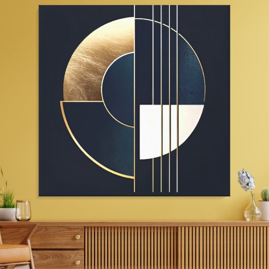 Geometrische Orb: een studie in contrast Canvas Afdruk (Insitu (Woonkamer))