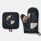 Geometrische Orb: een studie in contrast Ovenwant & Pannenlap Set (Voorkant)