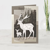 Geometrische origami kerst rendier Baby bos Kaart (Voorkant)
