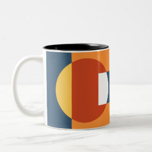 Geometrische overlappende vormen - Retro stijl Tweekleurige Koffiemok